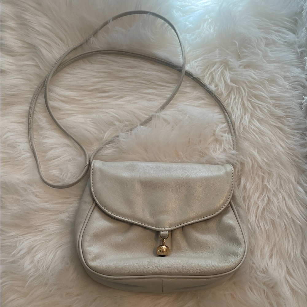 Ganson Chic Cream Crossbody Bag with Gold Accent